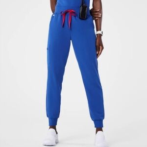 Figs Zamora high waisted scrub jogger bottoms large petite in winning blue Royal